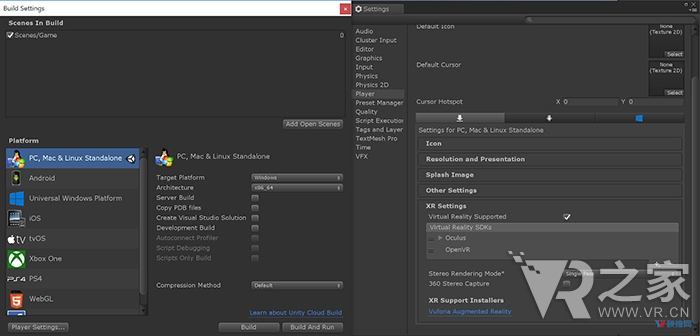 一次開發(fā)覆蓋多個(gè)VR平臺(tái)，Unity 2018.3開始支持多平臺(tái)開發(fā)
